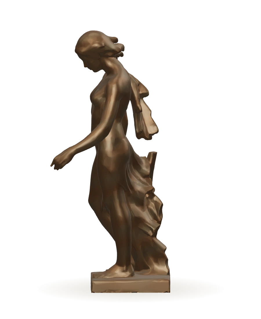 Vista de perfil de Nuredduna, con la figura completa y la base.